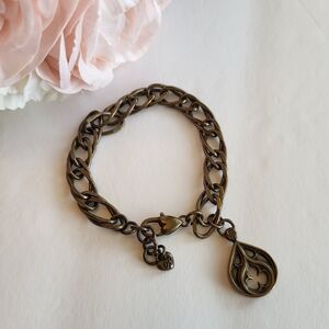 Brighton Ferrara Lorenza Bracelet Brass Tone Trefoil Teardrop Charm Jewelry Gift